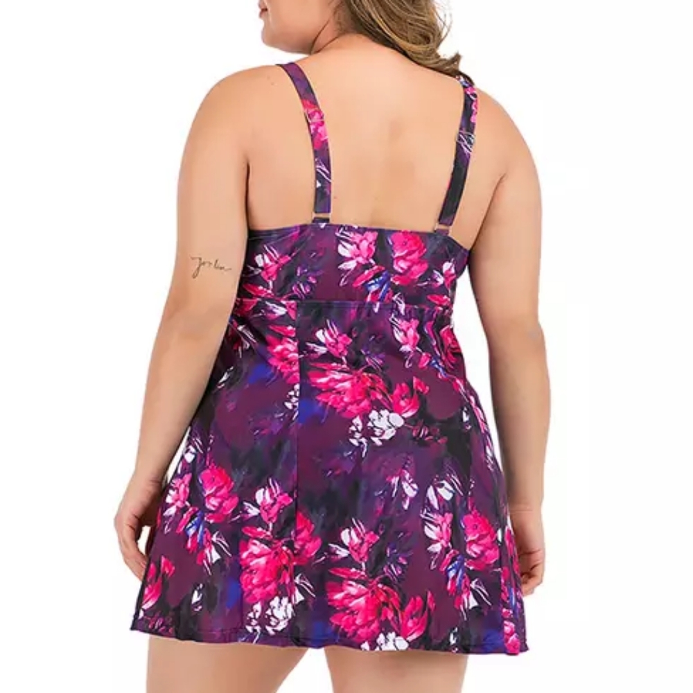 Women's Plus Size One Piece Swimsuit Tankini Swimwear Swim Dress, Sz 18-20 - Picture 5 of 8